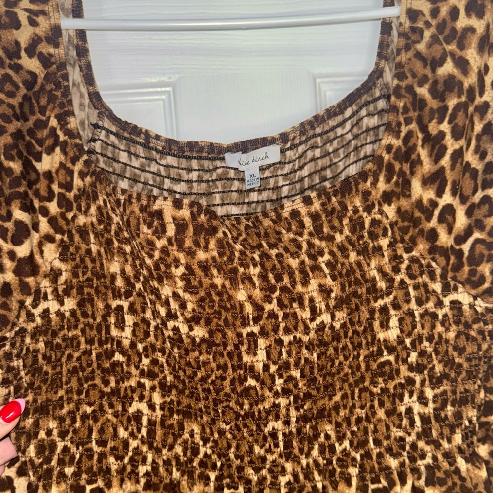 White Birch Leopard Print Blouse - Picture 5 of 8